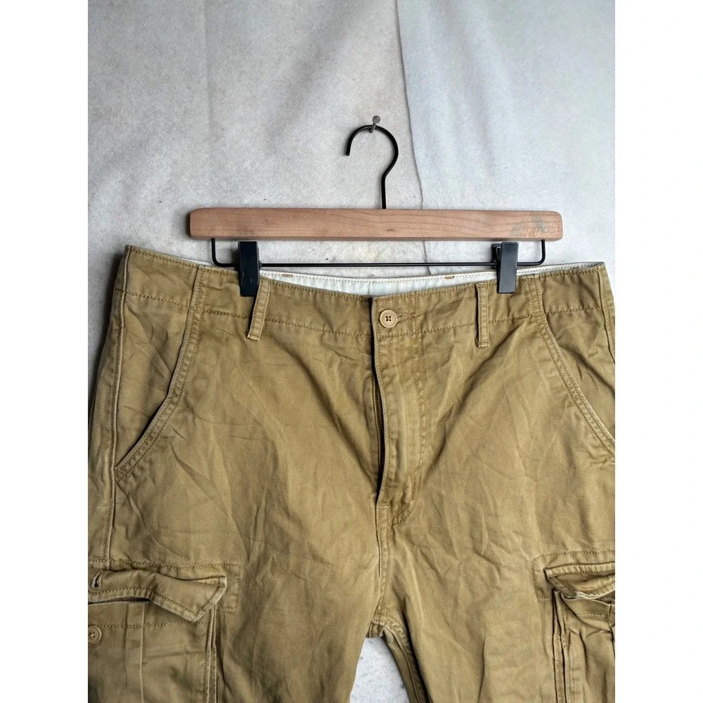 Levis Mens Cargo Pants Tan Khaki Cotton Twill Straight Leg 34x32 12462-0079